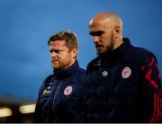 30 May 2025; Shelbourne manager Damien Duff, left, with assistant Joey O'Brien after the SSE Airtricity Men's Premier Division match between Cork City and Shelbourne at Turner's Cross in Cork. Photo by Michael P Ryan/Sportsfile