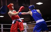 30 May 2025; Niall O’Driscoll of Muskerry BC, left, in action against Darren O’Toole of Jobstown BC during their bout at the 2025 National Senior Cadet Championship Finals at the National Boxing Stadium in Dublin. Photo by David Fitzgerald/Sportsfile