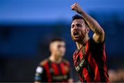 30 May 2025; Jordan Flores of Bohemians celebrates after his side's victory in the SSE Airtricity Men's Premier Division match between Bohemians and Derry City at Dalymount Park in Dublin. Photo by Seb Daly/Sportsfile