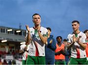 30 May 2025; Charlie Lyons of Cork City, left, with teammate Darragh Crowley after the SSE Airtricity Men's Premier Division match between Cork City and Shelbourne at Turner's Cross in Cork. Photo by Michael P Ryan/Sportsfile
