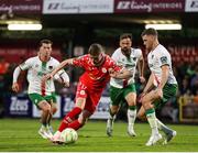 30 May 2025; Daniel Kelly of Shelbourne in action against Darragh Crowley of Cork City during the SSE Airtricity Men's Premier Division match between Cork City and Shelbourne at Turner's Cross in Cork. Photo by Michael P Ryan/Sportsfile