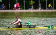 31 May 2025; Jake McCarthy of Ireland in action during the Lightweight Men’s Single Sculls B Final at the 2025 European Rowing Championships at Plovdiv Canoe and Rowing Centre in Plovdiv, Bulgaria. Photo by Nikola Krstic/Sportsfile