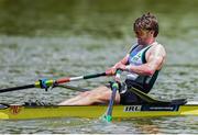 31 May 2025; Jake McCarthy of Ireland in action during the Lightweight Men’s Single Sculls B Final at the 2025 European Rowing Championships at Plovdiv Canoe and Rowing Centre in Plovdiv, Bulgaria. Photo by Nikola Krstic/Sportsfile