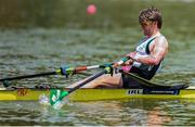 31 May 2025; Jake McCarthy of Ireland in action during the Lightweight Men’s Single Sculls B Final at the 2025 European Rowing Championships at Plovdiv Canoe and Rowing Centre in Plovdiv, Bulgaria. Photo by Nikola Krstic/Sportsfile