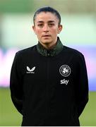 30 May 2025; Marissa Sheva of Republic of Ireland stands for the playing of the National Anthem before the UEFA Women's Nations League, League B match between Türkiye and Republic of Ireland at Esenler Stadium in Istanbul, Türkiye. Photo by Stephen McCarthy/Sportsfile