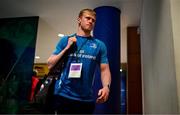 31 May 2025; Jamie Osborne of Leinster arrives before during the United Rugby Championship quarter-final match between Leinster and Scarlets at the Aviva Stadium in Dublin. Photo by Brendan Moran/Sportsfile