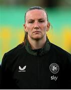 30 May 2025; Republic of Ireland goalkeeper Courtney Brosnan stands for the playing of the National Anthem before the UEFA Women's Nations League, League B match between Türkiye and Republic of Ireland at Esenler Stadium in Istanbul, Türkiye. Photo by Stephen McCarthy/Sportsfile