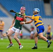 31 May 2025; Liam Lavin of Mayo in action against Mark Ward of Roscommon during the Nickey Rackard Cup final match between Mayo and Roscommon at Croke Park in Dublin. Photo by Stephen Marken/Sportsfile