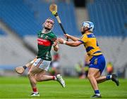 31 May 2025; Liam Lavin of Mayo in action against Mark Ward of Roscommon during the Nickey Rackard Cup final match between Mayo and Roscommon at Croke Park in Dublin. Photo by Stephen Marken/Sportsfile
