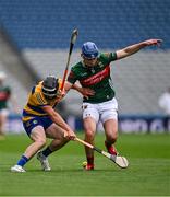 31 May 2025; Conor Mulry of Roscommon in action against Eoghan Collins of Mayo during the Nickey Rackard Cup final match between Mayo and Roscommon at Croke Park in Dublin. Photo by Stephen Marken/Sportsfile