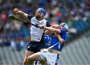 31 May 2025;Johnny Glynn of New York in action against Enda Shalvey of Cavan during the Lory Meagher Cup final match between Cavan and New York at Croke Park in Dublin. Photo by Stephen Marken/Sportsfile