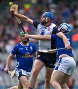 31 May 2025; Johnny Glynn of New York in action against Enda Shalvey of Cavan during the Lory Meagher Cup final match between Cavan and New York at Croke Park in Dublin. Photo by Stephen Marken/Sportsfile