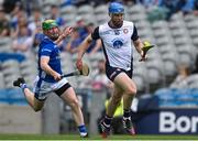 31 May 2025; Johnny Glynn of New York in action against Stephen Sheridan of Cavan during the Lory Meagher Cup final match between Cavan and New York at Croke Park in Dublin. Photo by Stephen Marken/Sportsfile