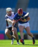 31 May 2025; Sean Keating of Cavan in action against Eanna Barry of New York during the Lory Meagher Cup final match between Cavan and New York at Croke Park in Dublin. Photo by Stephen Marken/Sportsfile