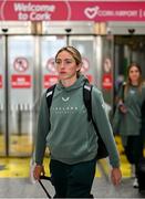 31 May 2025; Republic of Ireland's Megan Connolly on the team's arrival at Cork International Airport ahead of their UEFA Women's Nations League match against Slovenia at Páirc Uí Chaoimh in Cork on Tuesday. Photo by Stephen McCarthy/Sportsfile