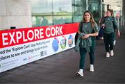 31 May 2025; Republic of Ireland's Chloe Mustaki on the team's arrival at Cork International Airport ahead of their UEFA Women's Nations League match against Slovenia at Páirc Uí Chaoimh in Cork on Tuesday. Photo by Stephen McCarthy/Sportsfile