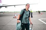 31 May 2025; Republic of Ireland's Saoirse Noonan on the team's arrival at Cork International Airport ahead of their UEFA Women's Nations League match against Slovenia at Páirc Uí Chaoimh in Cork on Tuesday. Photo by Stephen McCarthy/Sportsfile