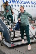 31 May 2025; Republic of Ireland's Aoife Mannion on the team's arrival at Cork International Airport ahead of their UEFA Women's Nations League match against Slovenia at Páirc Uí Chaoimh in Cork on Tuesday. Photo by Stephen McCarthy/Sportsfile