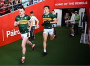 31 May 2025; David Clifford and Tom O'Sullivan of Kerry run out before the GAA Football All-Ireland Senior Championship Round 2 match between Cork and Kerry at SuperValu Páirc Uí Chaoimh in Cork. Photo by David Fitzgerald/Sportsfile