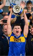 31 May 2025; The Tipperary captain Sam O'Farrell lifts the James Nowlan Cup after the oneills.com GAA Hurling All-Ireland U20 Championship final match between Kilkenny and Tipperary at UPMC Nowlan Park in Kilkenny. Photo by Ray McManus/Sportsfile