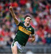31 May 2025; David Clifford of Kerry celebrates after scoring his side's first goal during the GAA Football All-Ireland Senior Championship Round 2 match between Cork and Kerry at SuperValu Páirc Uí Chaoimh in Cork. Photo by David Fitzgerald/Sportsfile