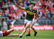 31 May 2025; David Clifford of Kerry celebrates after scoring his side's first goal during the GAA Football All-Ireland Senior Championship Round 2 match between Cork and Kerry at SuperValu Páirc Uí Chaoimh in Cork. Photo by David Fitzgerald/Sportsfile