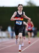 31 May 2025; Harry McKenzie of Enniskillen Royal GS, Fermanagh, on his way to winning the Inter Boys 3000m during the 123.ie All-Ireland Schools Track and Field Championships at Tullamore Harriers Athletics Club in Offaly. Photo by Shauna Clinton/Sportsfile