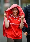 31 May 2025; Louth supporter Aoibhe Hanratty, from Bellurgan, Louth, ahead of the GAA Football All-Ireland Senior Championship Round 2 match between Down and Louth at Páirc Esler in Newry, Down. Photo by Daire Brennan/Sportsfile