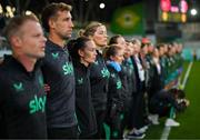 30 May 2025; Republic of Ireland assistant coach Amber Whiteley, third from left, before the UEFA Women's Nations League, League B match between Türkiye and Republic of Ireland at Esenler Stadium in Istanbul, Türkiye.  Photo by Stephen McCarthy/Sportsfile