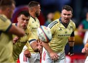 31 May 2025; Peter O’Mahony of Munster warms up before the United Rugby Championship quarter-final match between Hollywoodbets Sharks and Munster at Kings Park Stadium in Durban, South Africa. Photo by Shaun Roy/Sportsfile