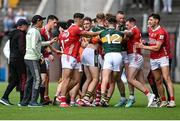 31 May 2025; Players from both sides tussle at half time during the GAA Football All-Ireland Senior Championship Round 2 match between Cork and Kerry at SuperValu Páirc Uí Chaoimh in Cork. Photo by David Fitzgerald/Sportsfile