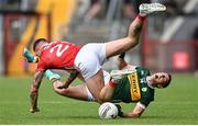 31 May 2025; Paul Geaney of Kerry in action against Seán Walsh of Cork during the GAA Football All-Ireland Senior Championship Round 2 match between Cork and Kerry at SuperValu Páirc Uí Chaoimh in Cork. Photo by David Fitzgerald/Sportsfile