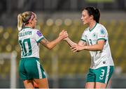 30 May 2025; Megan Campbell, right, and Denise O’Sullivan of Republic of Ireland after the UEFA Women's Nations League, League B match between Türkiye and Republic of Ireland at Esenler Stadium in Istanbul, Türkiye. Photo by Stephen McCarthy/Sportsfile