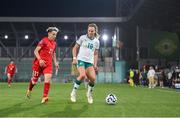 30 May 2025; Kyra Carusa of Republic of Ireland in action against Gülbin Hiz of Türkiye during the UEFA Women's Nations League, League B match between Türkiye and Republic of Ireland at Esenler Stadium in Istanbul, Türkiye. Photo by Stephen McCarthy/Sportsfile