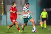 30 May 2025; Saoirse Noonan of Republic of Ireland in action against Busem Seker of Türkiye during the UEFA Women's Nations League, League B match between Türkiye and Republic of Ireland at Esenler Stadium in Istanbul, Türkiye. Photo by Stephen McCarthy/Sportsfile