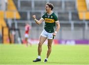 31 May 2025; David Clifford of Kerry celebrates kicking a two point score during the GAA Football All-Ireland Senior Championship Round 2 match between Cork and Kerry at SuperValu Páirc Uí Chaoimh in Cork. Photo by David Fitzgerald/Sportsfile