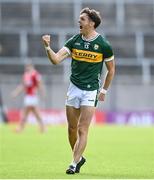 31 May 2025; David Clifford of Kerry celebrates kicking a two point score during the GAA Football All-Ireland Senior Championship Round 2 match between Cork and Kerry at SuperValu Páirc Uí Chaoimh in Cork. Photo by David Fitzgerald/Sportsfile