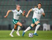 30 May 2025; Denise O’Sullivan and Megan Campbell, right, of Republic of Ireland during the UEFA Women's Nations League, League B match between Türkiye and Republic of Ireland at Esenler Stadium in Istanbul, Türkiye. Photo by Stephen McCarthy/Sportsfile