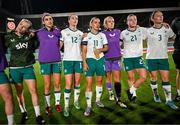 30 May 2025; Republic of Ireland players, from left, Ruesha Littlejohn, Erin Healy, Anna Patten, Katie McCabe, goalkeeper Grace Moloney, Emily Murphy and Megan Campbell after the UEFA Women's Nations League, League B match between Türkiye and Republic of Ireland at Esenler Stadium in Istanbul, Türkiye. Photo by Stephen McCarthy/Sportsfile