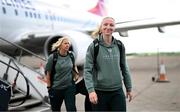 31 May 2025; Republic of Ireland's Louise Quinn on the team's arrival at Cork International Airport ahead of their UEFA Women's Nations League match against Slovenia at Páirc Uí Chaoimh in Cork on Tuesday. Photo by Stephen McCarthy/Sportsfile