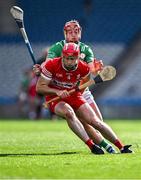 31 May 2025; Patrick Turner of Derry in action against Jack Morrissey of London during the Christy Ring Cup final match between Derry and London at Croke Park in Dublin. Photo by Stephen Marken/Sportsfile