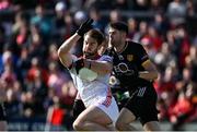 31 May 2025; Dermot Campbell of Louth in action against John McGeough of Down during the GAA Football All-Ireland Senior Championship Round 2 match between Down and Louth at Páirc Esler in Newry, Down. Photo by Daire Brennan/Sportsfile