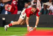 31 May 2025; Diarmuid Kilgallen of Munster scores Munster’s third try during the United Rugby Championship quarter-final match between Hollywoodbets Sharks and Munster at Kings Park Stadium in Durban, South Africa. Photo by Shaun Roy/Sportsfile