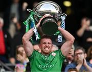 31 May 2025; London captain Sean Glynn lifts the Christy Ring Cup after the Christy Ring Cup final match between Derry and London at Croke Park in Dublin. Photo by Stephen Marken/Sportsfile