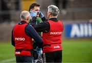 31 May 2025; Matthew Ruane of Mayo receives medical attention for an injury before the GAA Football All-Ireland Senior Championship Round 2 match between Tyrone and Mayo at O'Neills Healy Park in Omagh, Tyrone. Photo by Piaras Ó Mídheach/Sportsfile