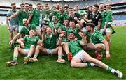 31 May 2025; The London team celebrate after their side's victory in the Christy Ring Cup final match between Derry and London at Croke Park in Dublin. Photo by Stephen Marken/Sportsfile