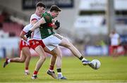 31 May 2025; Paddy Durcan of Mayo in action against Ciaran Daly of Tyrone during the GAA Football All-Ireland Senior Championship Round 2 match between Tyrone and Mayo at O'Neills Healy Park in Omagh, Tyrone. Photo by Piaras Ó Mídheach/Sportsfile