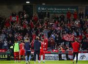 30 May 2025; Shelbourne supporters after the SSE Airtricity Men's Premier Division match between Cork City and Shelbourne at Turner's Cross in Cork. Photo by Michael P Ryan/Sportsfile