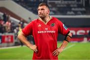 31 May 2025; Munster captain Tadhg Beirne reacts after Hollywoodbets Sharks beat Munster in the kick off to qualify for the semi-finals during the United Rugby Championship quarter-final match between Hollywoodbets Sharks and Munster at Kings Park Stadium in Durban, South Africa. Photo by Shaun Roy/Sportsfile