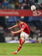 31 May 2025; Jack Crowley of Munster successfully converts his kick during the kick-off after the United Rugby Championship quarter-final match between Hollywoodbets Sharks and Munster at Kings Park Stadium in Durban, South Africa ended in a 24-24 draw. Photo by Shaun Roy/Sportsfile